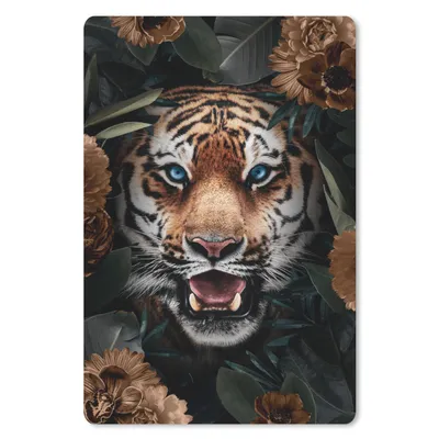 Produktbild von MuchoWow® Mauspad Mousepad Tiger - Blumen - Braun 40x60 cm - Mousepads - Maus Mat - Pad - Mausunterlage - Schreibtisch Accesoire