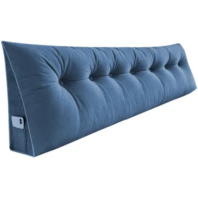 Image de Coussin dorsal Coussin lombaire Coussin de lecture pour lit Canapé 200x50x20cm Bleu foncé