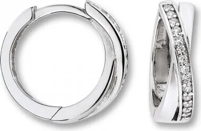 Produktbild von Creolen Zirkonia 925/- Silber rhodiniert poliert