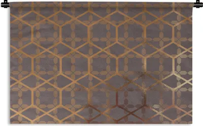 Produktbild von MuchoWow® Wandteppich Wandbehang Muster - Lila - Gold 90x60 cm Tapisserie Dekoration Wandtuch - Wandskulpturen - Bildteppich