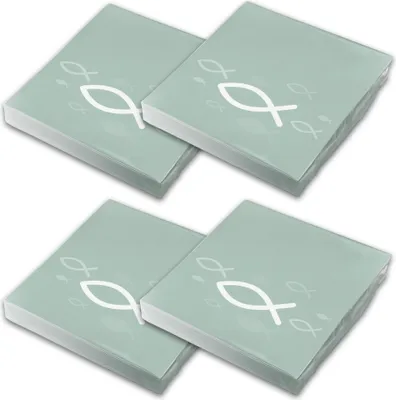 Produktbild von itenga Servietten Fisch EUKALYPTUS Weiß 30 x 30 cm 3-lagig 80 Stück