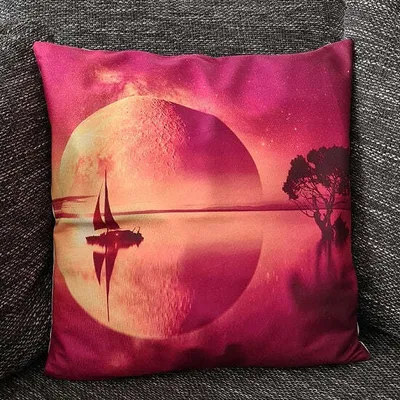 Obrázek produktu pro Povlak na polštář s motivem plachetnice při západu slunce – 45 cm x 45 cm