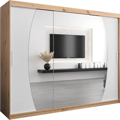 Produktbild von Kleiderschrank, Schiebetürenschrank Schlafzimmer, Schrank mit Spiegel ELYPSE 250 cm