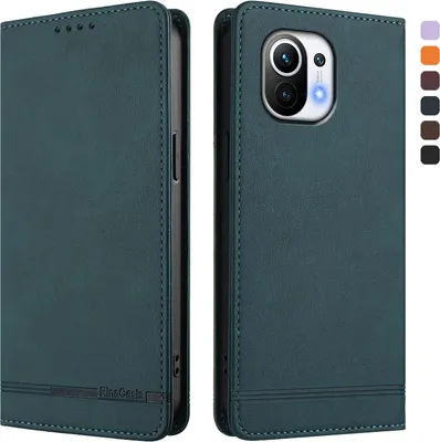 Image de Etui pour Xiaomi Mi 11, étui rétro en cuirPolyuréthaneavec support et fentes pour cartes de crédit Vert