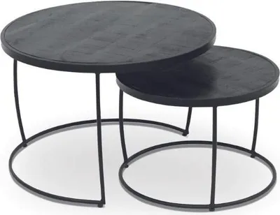 Produktbild von 2er-Set Couchtische Lars-schwarzes Magnolienholz