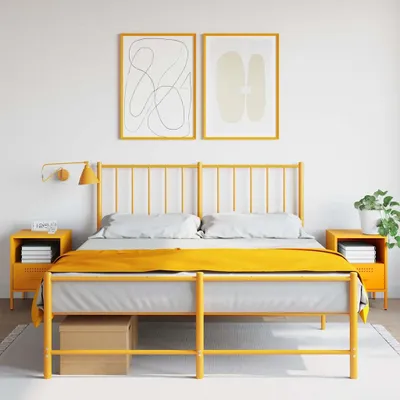 Image de vidaXL Tables de nuit 2 pcs jaune moutarde 36x39x50,5 cm acier