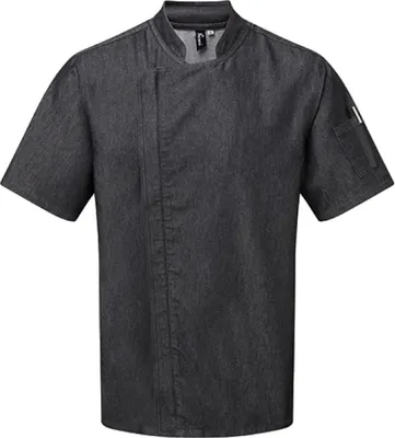 Image de Premier Workwear PR906 | Veste de cuisine Chefs Zip-Close Short Sleeve Jacket - Couleur : Black Denim (ca. Pantone 426C) - Taille : XXL