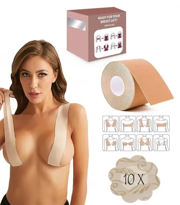 Produktbild von Bügelloser BH Boob Tape Brustband Klebe BH +10x Brustwarzenabdeckungen sicherer Halt