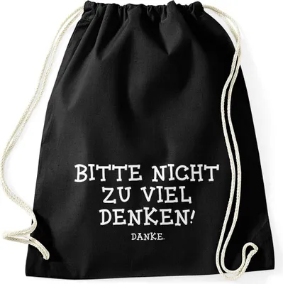 Produktbild von Turnbeutel mit Spruch Bitte nicht zu viel denken lustiger Turnbeutel Party Moonworks® schwarz unisize