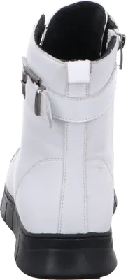 Produktbild von Gemini Damen Stiefelette Leder Combat Boot sportlich Schnalle Nieten 341913-02, Größe:40 EU, Farbe:Weiß