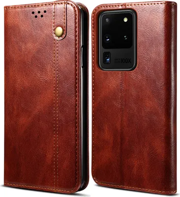 Image de Etui pour Samsung Galaxy S20 Ultra, étui en cuir avec fonction stand rouge