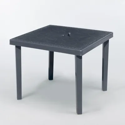 Produktbild von 12er Set Gruvyer Grand Soleil Quadratische Polyrattan-Bartische 90x90 cm - Schwarz