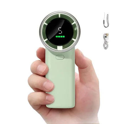 Produktbild von Tragbarer Hand-Turboventilator mit LED-Anzeige, tragbarer Mini-Ventilator mit 5 Stufen, wiederaufladbare USB-Ventilatoren mit 3600 mAh