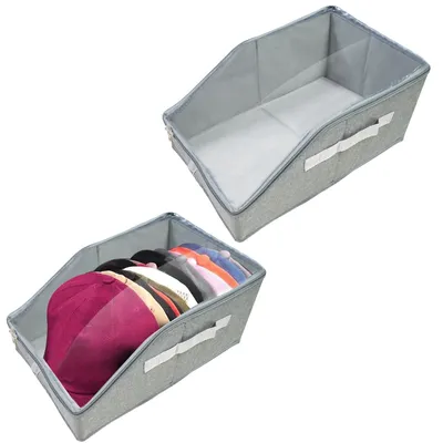 Produktbild von Set aus 2 stapelbaren Aufbewahrungsboxen für Baseballcaps mit Sichtfenster