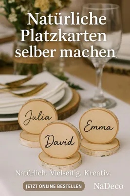 Produktbild von Runde Birkenscheiben 8–10 cm Ø, Stärke 1 cm | 10 Stück naturbelassen & geschliffen | Brandmalerei | Herstellen von Namensschildern & Platzkarten | Baumscheiben | Bastel- & Hochzeitsdeko Deko