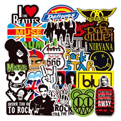 Obrázek produktu pro 100 kusů samolepek rockové kapely punk, klasické rockové samolepky pro dospělé, cool metalové punkové hudební samolepky na kytaru, notebook, skateboard, láhev na vodu, helmu atd.