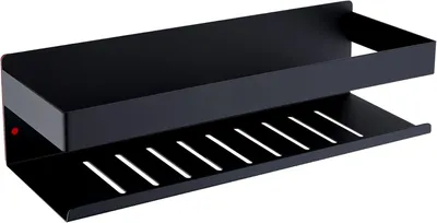 Zdjęcie produktu dla Półka ścienna 30 cm, czarny mat, stal nierdzewna, samoprzylepna, do łazienki