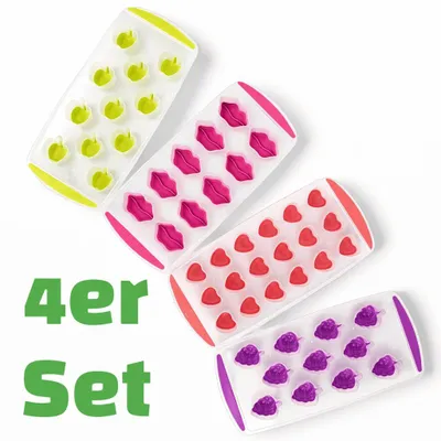 Produktbild von Eiswürfelform 4er Set Eis-Maker Silikonform Eiswürfelform Motive Silikon Plastik
