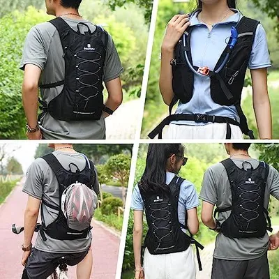 Produktbild von Trinkrucksack mit 2L Trinkblase, Wasserrucksack,großer Laufwesten-Rucksack, Laufrucksack für Damen Herren Wandern, Radfahren (Nur mit 2-Liter-Trinkblase)