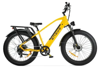 Imagen del producto de ENGWE E26 - Fatbike eléctrica con candado de cadena - 26 pulgadas - Motor 250W - Autonomía 75 km - 7 velocidades - Frenos de disco hidráulicos - Batería 768Wh - Horquilla con suspensión - Amarillo