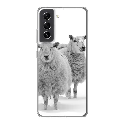 Produktbild von MuchoWow® Handyhülle Schutzhülle Hülle für Samsung Galaxy S21 FE Schafe - Schnee - Weiß Silikon Softcase Handy Hülle - Mobiltelefonhülle