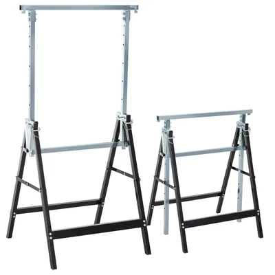 Produktbild von 2er Set Arbeitsbock Belastbarkeit bis 200 kg klappbar Sägebock höhenverstellbar 80-130 cm Gerüstbock aus Stahl Unterstellbock Klappbock Stützbock Schwarz