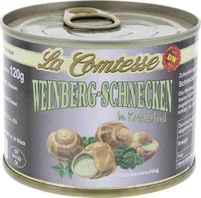 Produktbild von Weinberg-Schnecken, ca. 2 Dtzd. je Dose im Kräuterfond, 200 g