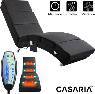 Image de Casaria Méridienne London Chaise longue d’intérieur avec fonction de massage chauffage Fauteuil relax salon anthracite
