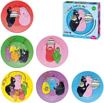 Obrázok produktu pre Slávnostné taniere 6 kusov, farebné, pre narodeniny, v darčekovej krabičke