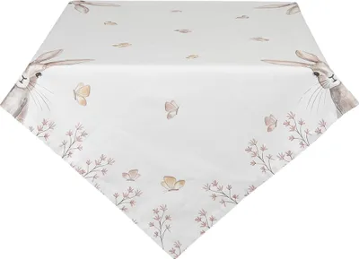 Productafbeelding van Clayre & Eef tafelkleed, 150x250 cm, wit, bruin, katoen, met konijnenprint