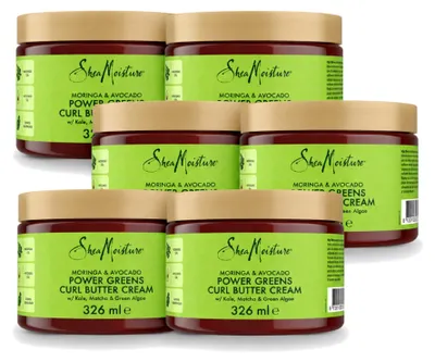 Imagen del producto de 6 unidades de crema para rizos SheaMoisture, con extracto de moringa y aguacate, 326 ml cada una. Paquete económico