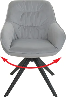 Produktbild von Esszimmerstuhl HWC-K28, Küchenstuhl Polsterstuhl Stuhl mit Armlehne, drehbar, Metall  Stoff/Textil hellgrau