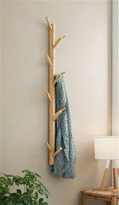 Produktbild von Garderobe "Bambus" mit 11 Haken, braun, 100 cm hoch, aus Holz im Scandi-Style