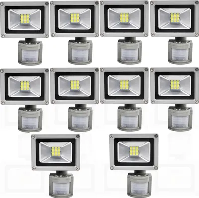 Produktbild von Greenmigo 10pcs 20W SMD LED Fluter Flutlicht Außen Strahler Kaltweiß mit PIR Bewegungsmelder,AC 85-265V