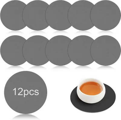 Produktbild von Glasuntersetzer 10 cm, 12er-Set, doppelseitiges Kunstleder, rutschfest, für Küche