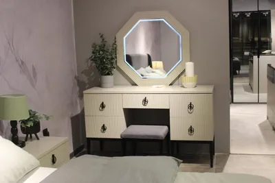 Immagine prodotto di Pratico tavolino da camera da letto moderno e nuovo con specchio e sgabello