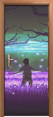 Produktbild von Türposter 80x200 cm Türaufkleber Türtapete Türfolie Klebefolie Nacht Wald gruselig Landschaft Junge