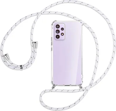 Produktbild von Handykette Backcover-Schutzhülle mit Band (Metall silberfarben) für Samsung Galaxy A53 5G - weiß/grau