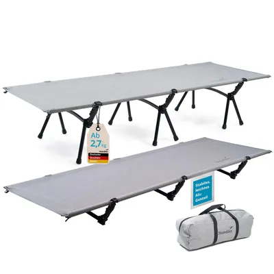 Produktbild von Skandika Campingliege Svalig | Aluminium Feldbett für Camping, 2,7 kg, Ultraleicht, abnehmbare Füße, verstellbare Höhe, 150 kg belastbar, 192x66 cm