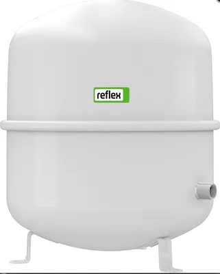 A white Reflex brand pressure expansion vessel.