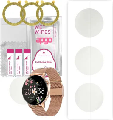 Produktbild von apgo 3 Stück Schutzfolie, Matt, kompatibel mit Forever Forevive 4 SB-350 Smartwatch, Hydrogel Displayschutzfolie mit Positionierhilfe, Displayfolie, robust und kratzfest