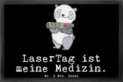 Produktbild von Mr. & Mrs. Panda Schmutzmatte Panda LaserTag 50 x 75 cm - Schwarz - Geschenk, Schmutzfangmatte, fußmatte, Gummimatte, Abtreter, Lasergame Zentrum, Fussmatte