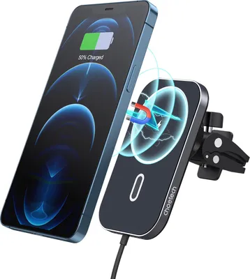 Produktbild von Choetech Magnetische Autohalterung, Qi-Induktionsladegert, 15 W (Magsafe-Kompatibel), Schwarz (T200-F)