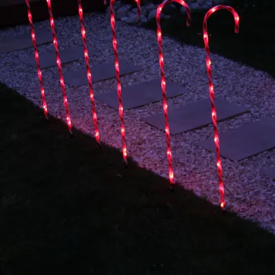 Produktbild von LED-Zuckerstangen 6 Stäbe rot/weiß Höhe 100/110 cm, 6/18 h A/A IP44