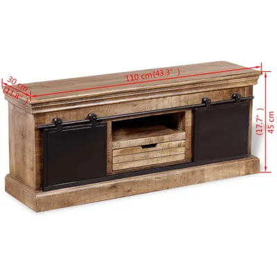 Image de vidaXL Armoire TV avec 2 portes coulissantes en bois massif de manguier 110x30x45 cm