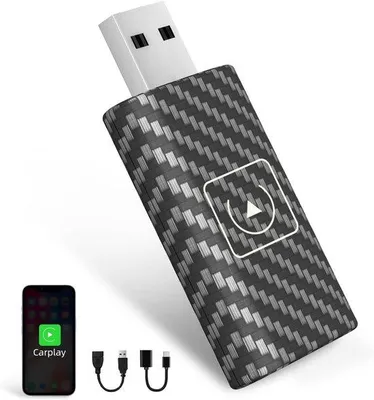 Image de Clé USB pour voiture avec fonction CarPlay, Wi-Fi 5 GHz, mini-adaptateur pour iOS, stable et facile à utiliser, câble USB-C vers A