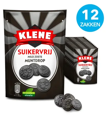 Produktbild von Klene zuckerfreies, mildes, süßes Minz-Lakritz (12x 100gr)