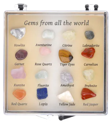 Produktbild von Mineralien Set 16 Steine Kristalle Sammlung Mineralien der Welt Box