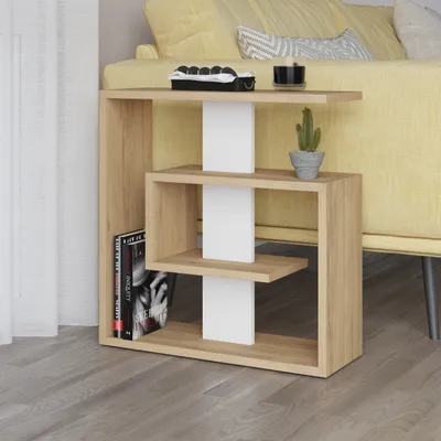 Image de DECORTIE Saly Table de nuit contemporaine, chêne blanc, 40 x 20 x 86 cm