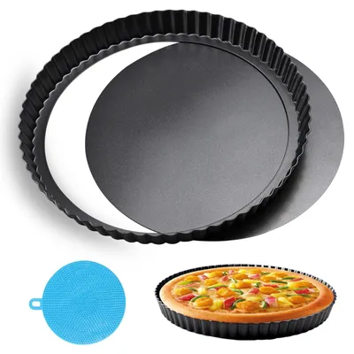 Quicheform 28 cm, herausnehmbarer Boden, Antihaft, schwarz